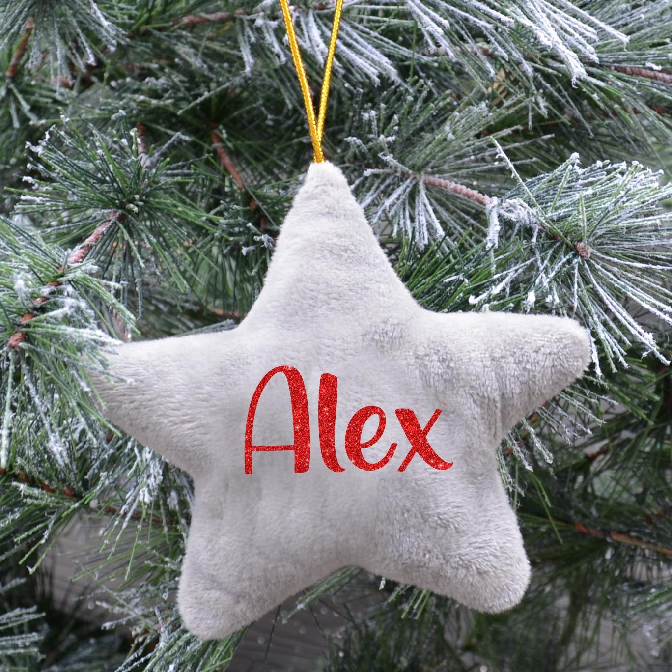 Grey Star Name Personalised Hanging Christmas Decoration - MiniMePillowAU