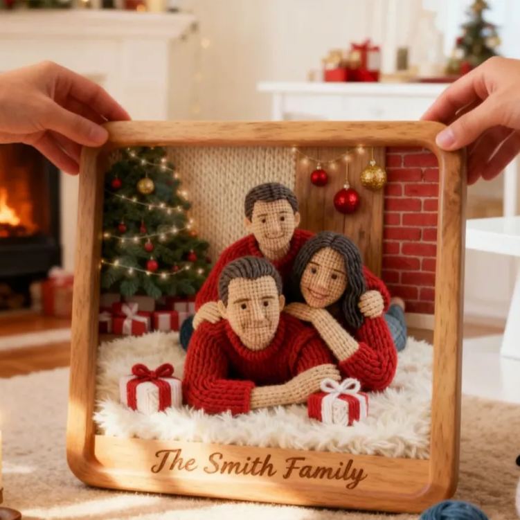Personalized Custom 3D Knitted Photo Portrait Frame | Personalized Yarn Art Keepsake for Couples, Anniversary & Valentine’s Day Gifts - MiniMePillowAU