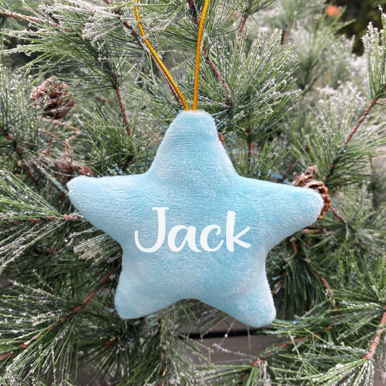 Blue Star Name Personalised Hanging Christmas Decoration - MiniMePillowAU