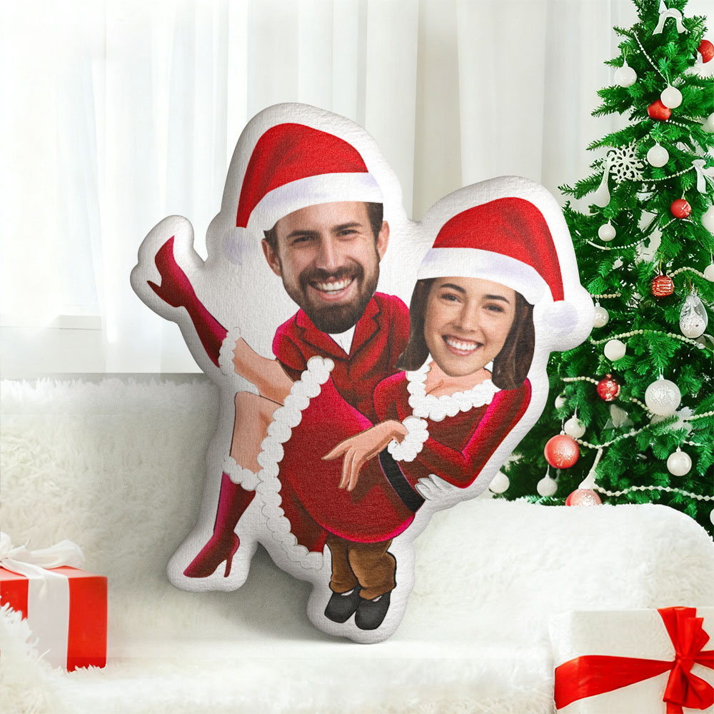 Custom Face Christmas Sweet Couple Pillow, Personalized Face Pillow Gift for Him/Her