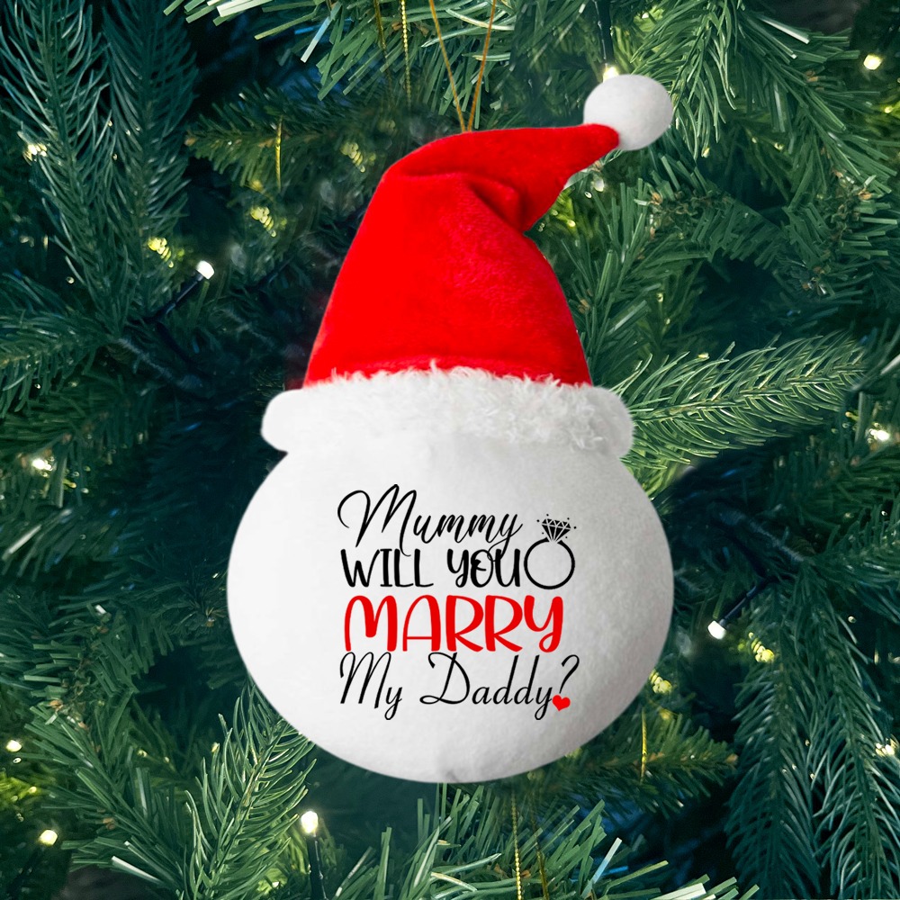 Will You Marry My Daddy Rings - Personalised Fabric Christmas Ornament - MiniMePillowAU