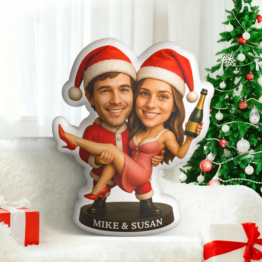 Custom Face Christmas Sweet Couple Pillow, Personalized Face Pillow Gift for Him/Her