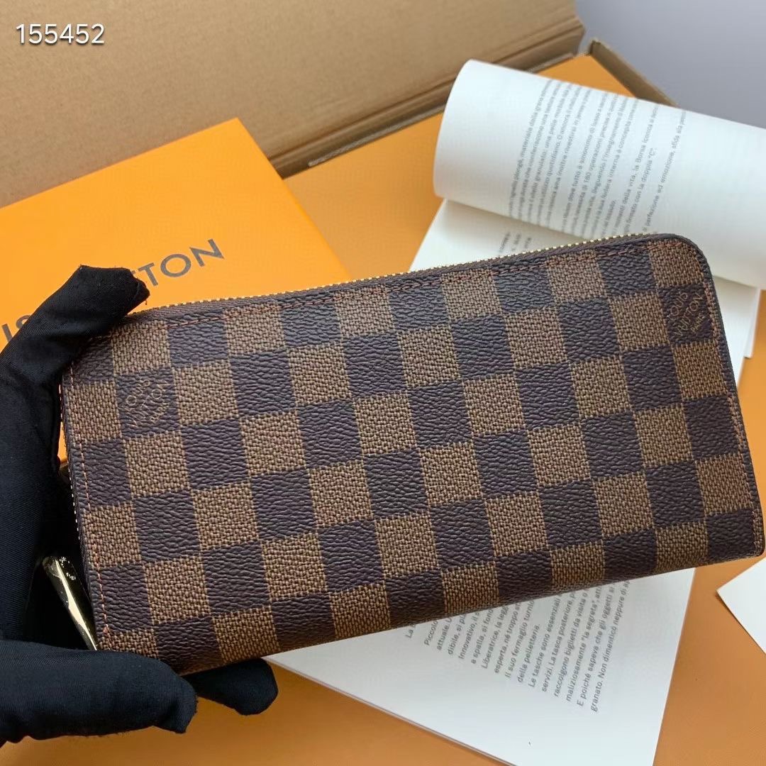 ルイ・ヴィトン ポルトフォイユ・クレマンス ダミエ・エベヌ ラウンドファスナー長財布