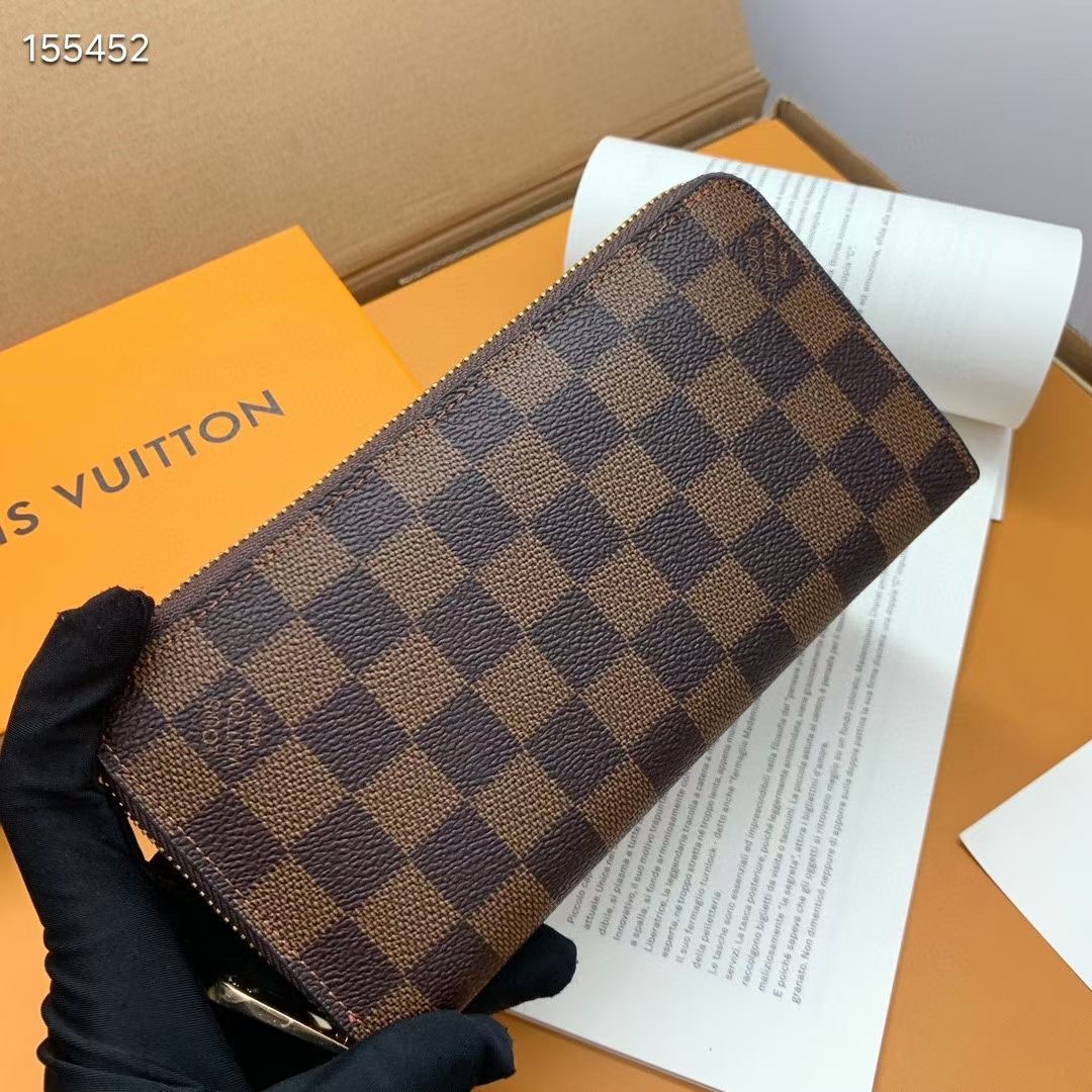 ルイ・ヴィトン ポルトフォイユ・クレマンス ダミエ・エベヌ ラウンドファスナー長財布