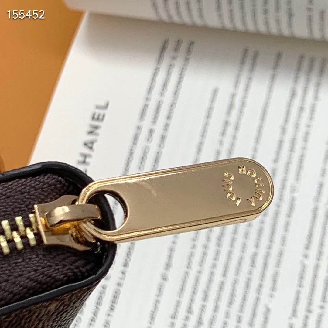 ルイ・ヴィトン ポルトフォイユ・クレマンス ダミエ・エベヌ ラウンドファスナー長財布