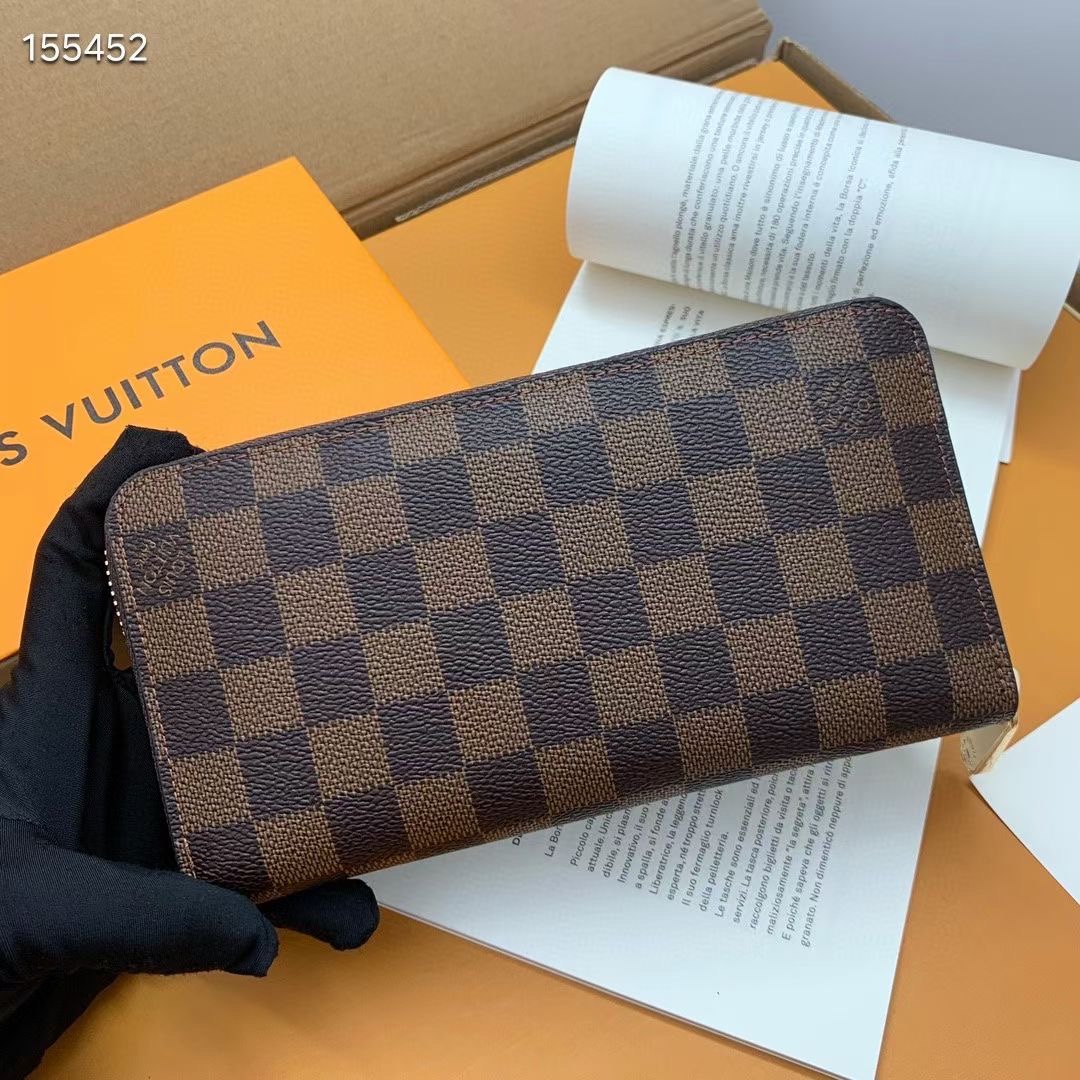 ルイ・ヴィトン ポルトフォイユ・クレマンス ダミエ・エベヌ ラウンドファスナー長財布