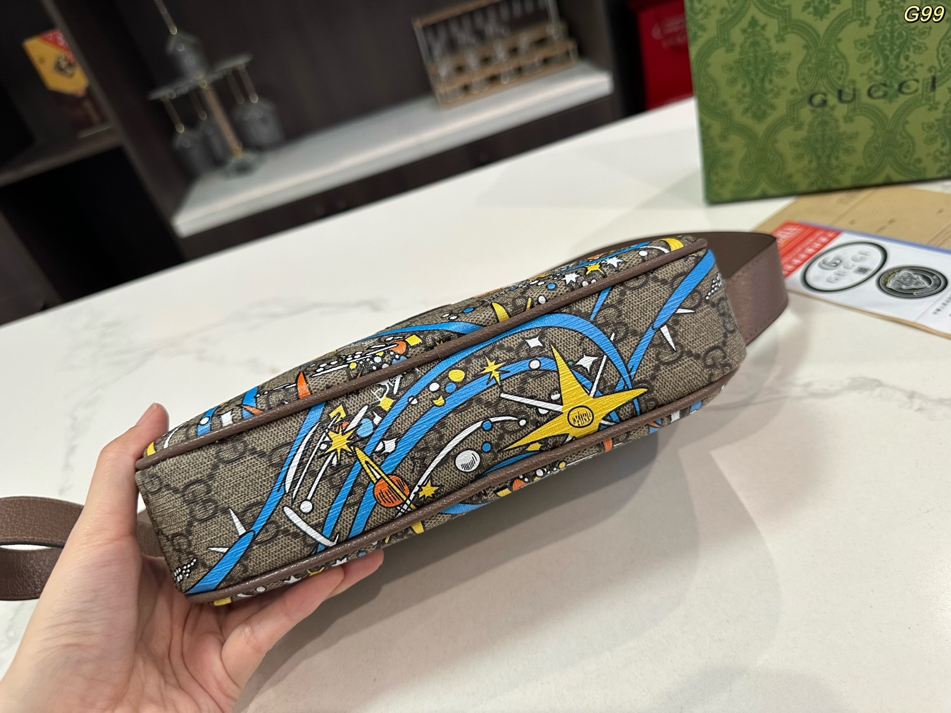 Gucci Disney コラボレーションシリーズ ドナルドダックGGウエストバッグ 14*24cm ショルダーバッグ チェストバッグ クラシック万能百搭