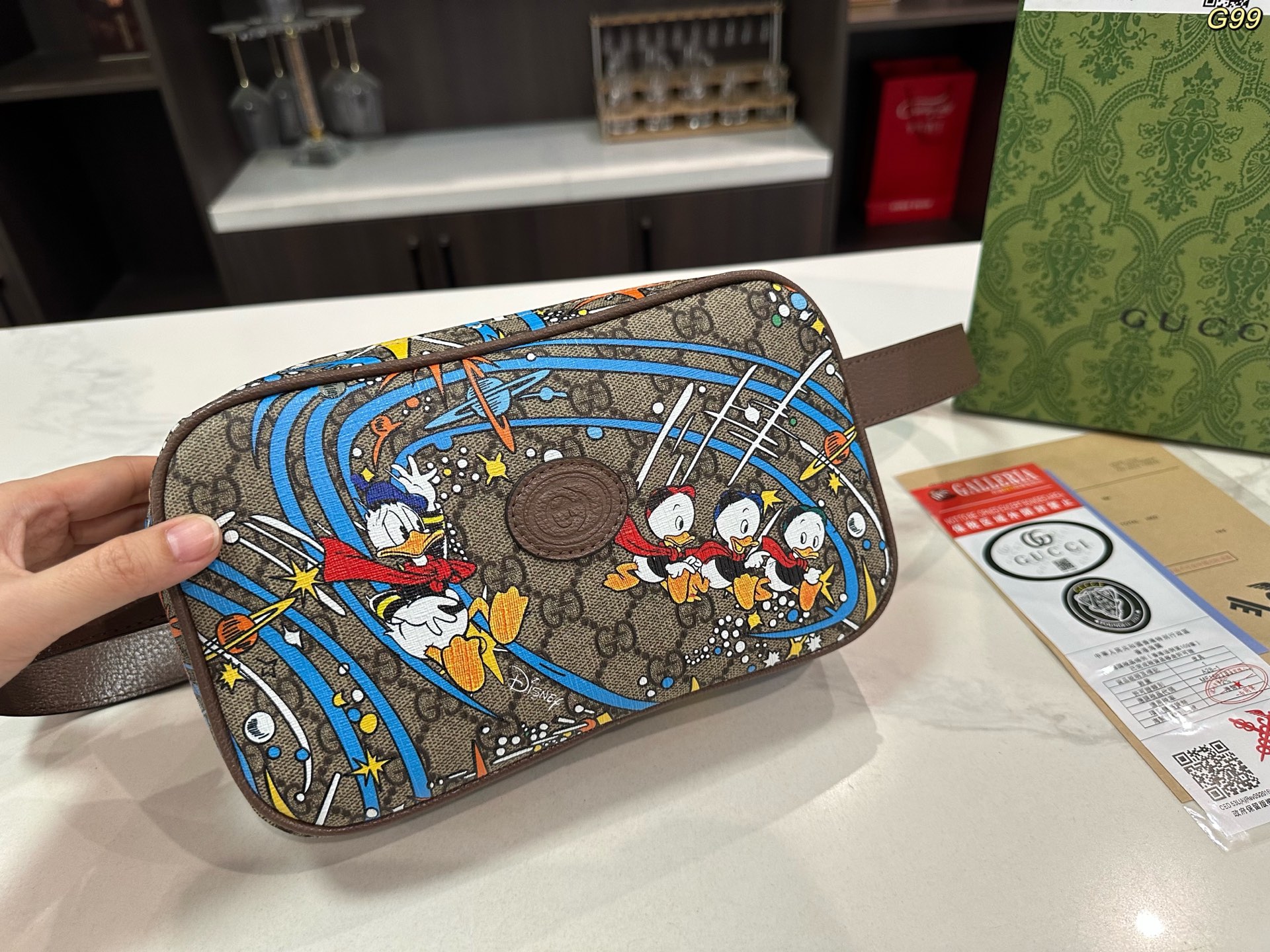 Gucci Disney コラボレーションシリーズ ドナルドダックGGウエストバッグ 14*24cm ショルダーバッグ チェストバッグ クラシック万能百搭