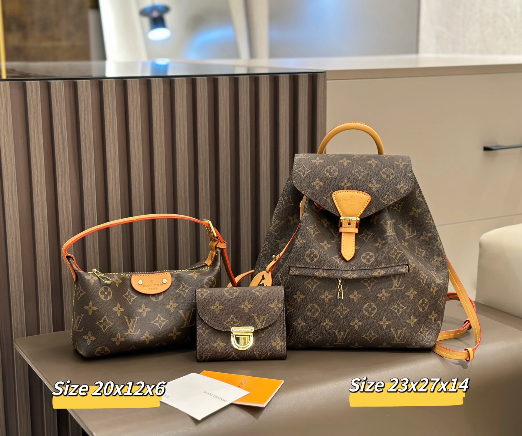 LV高級感 モノグラム バッグ 3 点セット