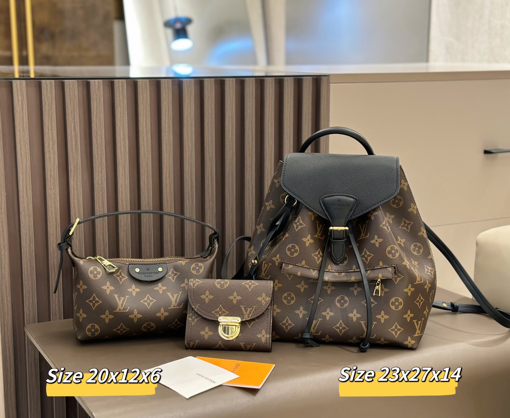 LV高級感 モノグラム バッグ 3 点セット