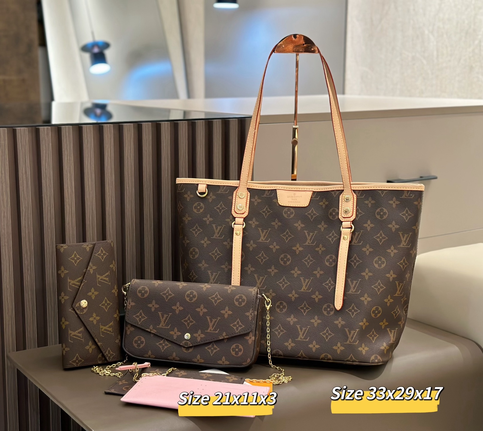 最新人気デザイン モノグラムレザー 3 点セットバッグ