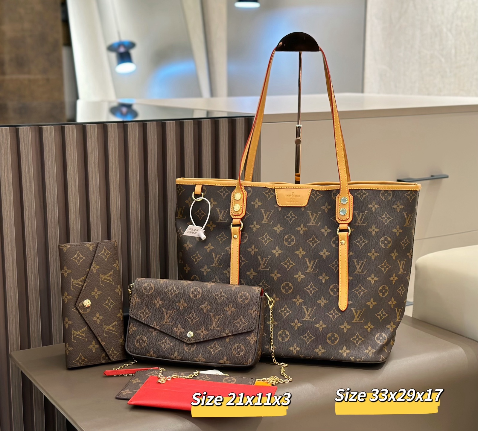 最新人気デザイン モノグラムレザー 3 点セットバッグ