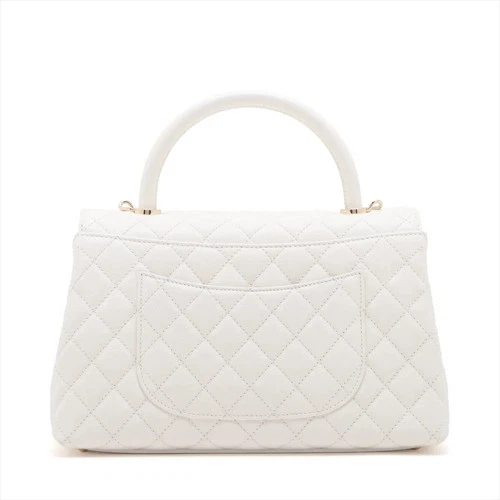 Chanel Coco handle 29 S Caviar Skin 2 Way Handbag White Gold Metal Fittings rand - Picture 2 of 17