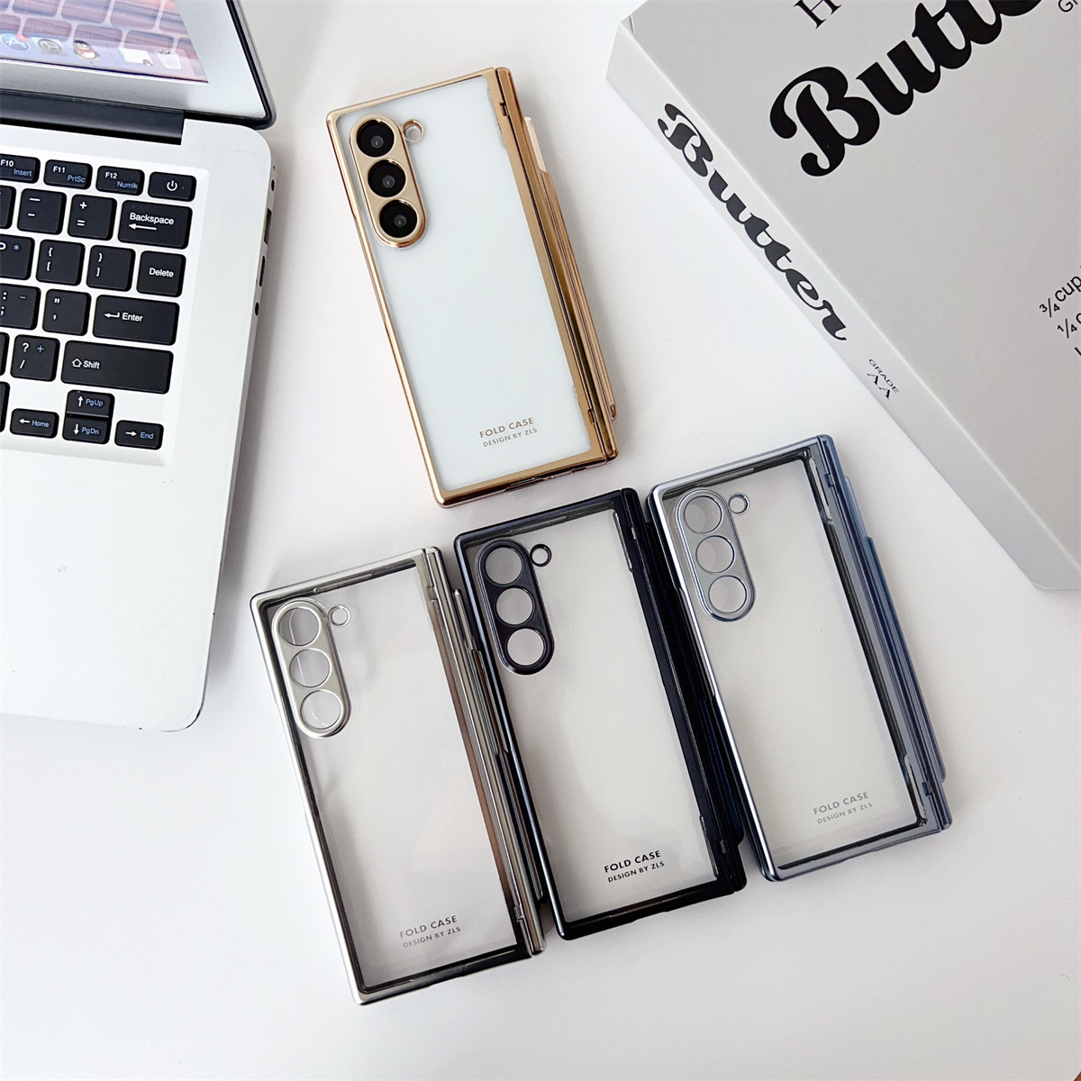 เหมาะสำหรับ Samsung Z Fold6 ชุบไฟฟ้าใสพร้อมเคสป้องกันปากกา
