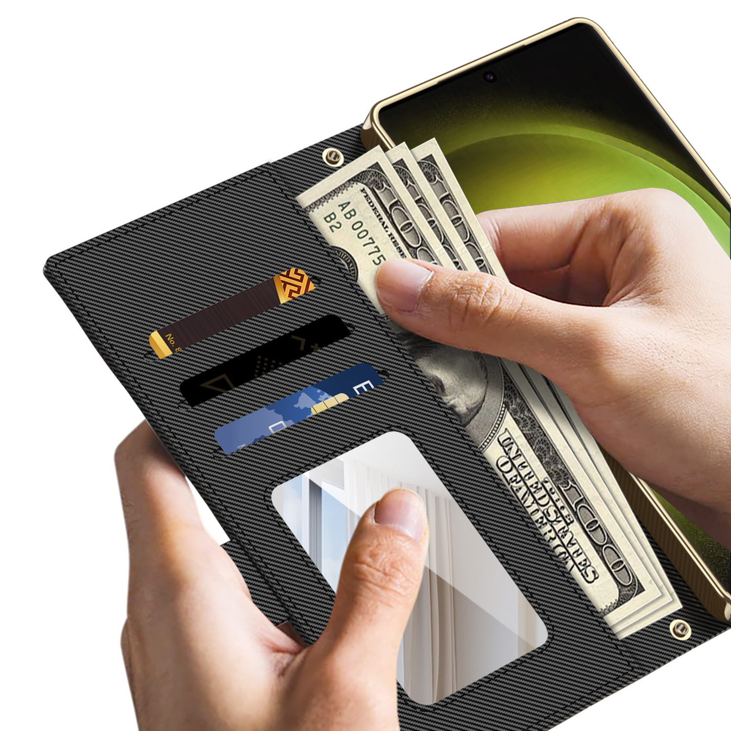 เหมาะสำหรับเคสโทรศัพท์มือถือ Samsung S25Ultra/24U/23U ช่องเสียบการ์ดลายเพชรใหม่พร้อมโซ่