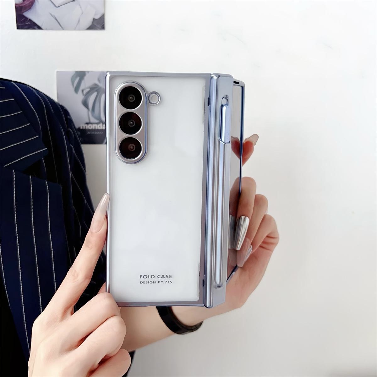 เหมาะสำหรับ Samsung Z Fold6 ชุบไฟฟ้าใสพร้อมเคสป้องกันปากกา