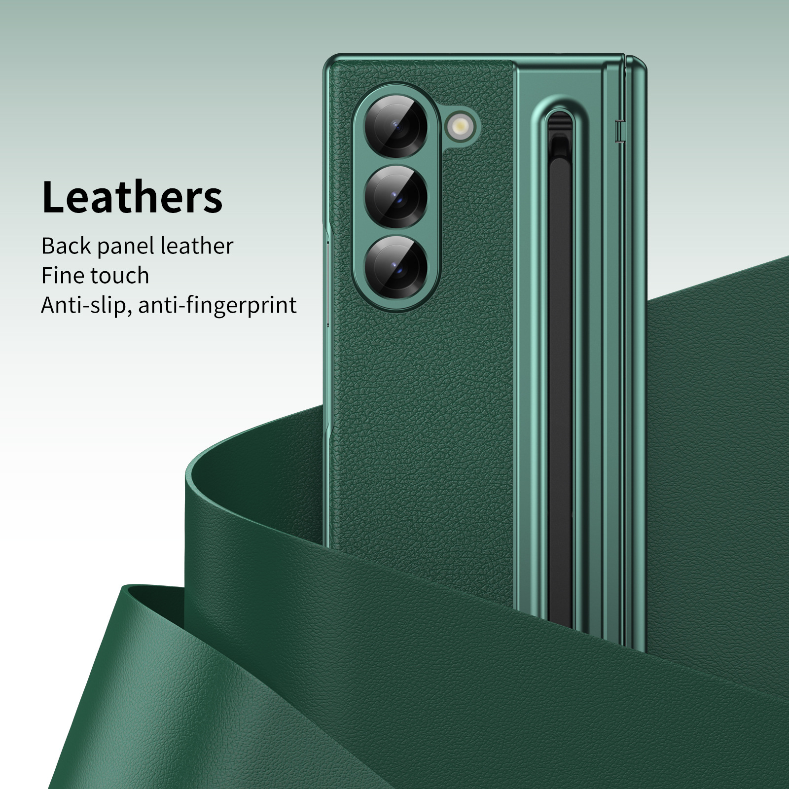 เหมาะสำหรับ Samsung Z Fold6/5/4/3 ช่องปากกาแบบยืดหยุ่นใหม่พร้อมฝาครอบป้องกันหนังชุบไฟฟ้าสำหรับปากกา