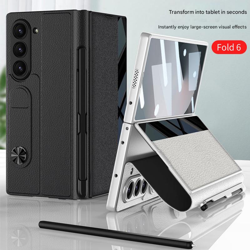 เหมาะสำหรับ Samsung Z Fold6 เคสฝาพับช่องเสียบปากกาแบบใหม่พร้อมขาตั้งแบบพับได้ป้องกันเต็มจอ