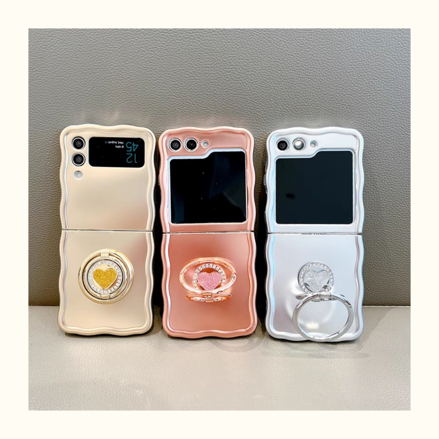 สำหรับ Samsung Galaxy Z Flip5/4/3 Folding Love แหวนนิ้วมือผู้ถือโทรศัพท์มือถือกรณีป้องกัน