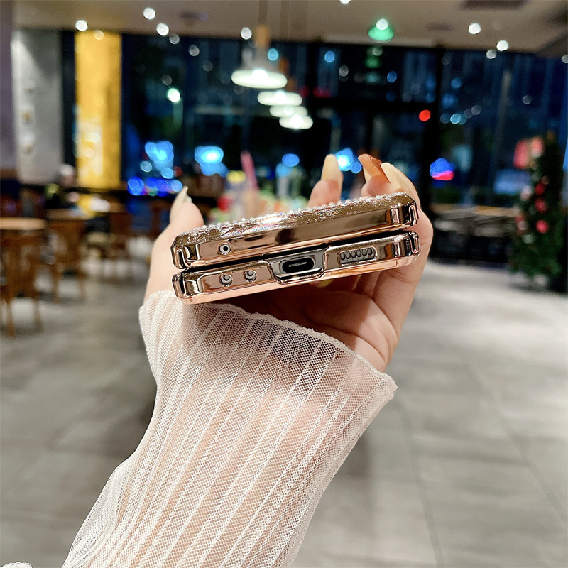 สำหรับ Samsung Z Flip5/4/3 กรณีโทรศัพท์บานพับเพชรหรูหรา