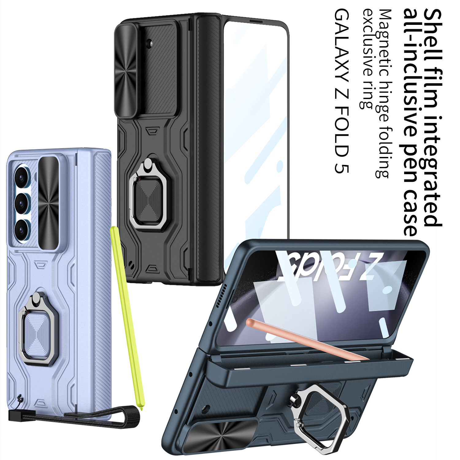 เหมาะสำหรับ Samsung Z Fold5/4/3 วงเล็บแหวน PUSH หน้าต่างเลนส์เคสโทรศัพท์