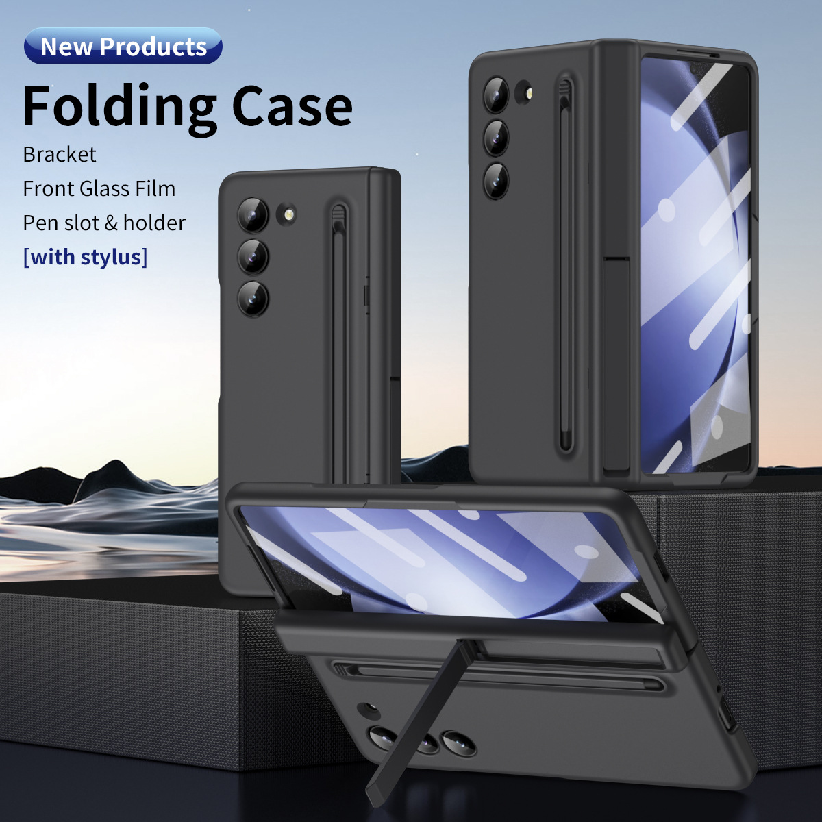 เหมาะสำหรับ Samsung Galaxy Z Fold5/4/3 ขาตั้งบานพับใหม่พร้อมเคสป้องกันปากกา