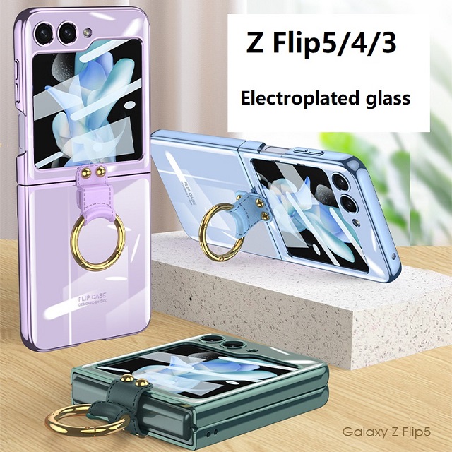 全新透明玻璃手機殼適用於三星 Galaxy Z Flip5/4/3 5G