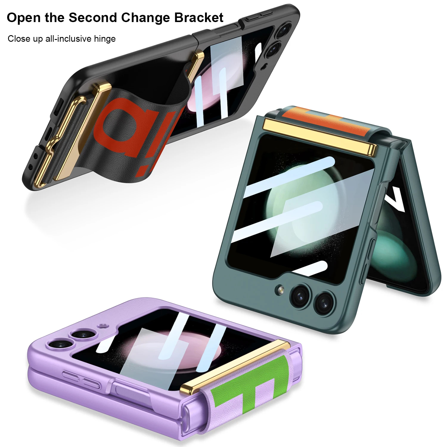 เคสรัดมือสำหรับ Samsung Galaxy Z Flip5/4/3 5G รุ่นใหม่พรีเมียมลายทองพันหม้อผ้าใหม่