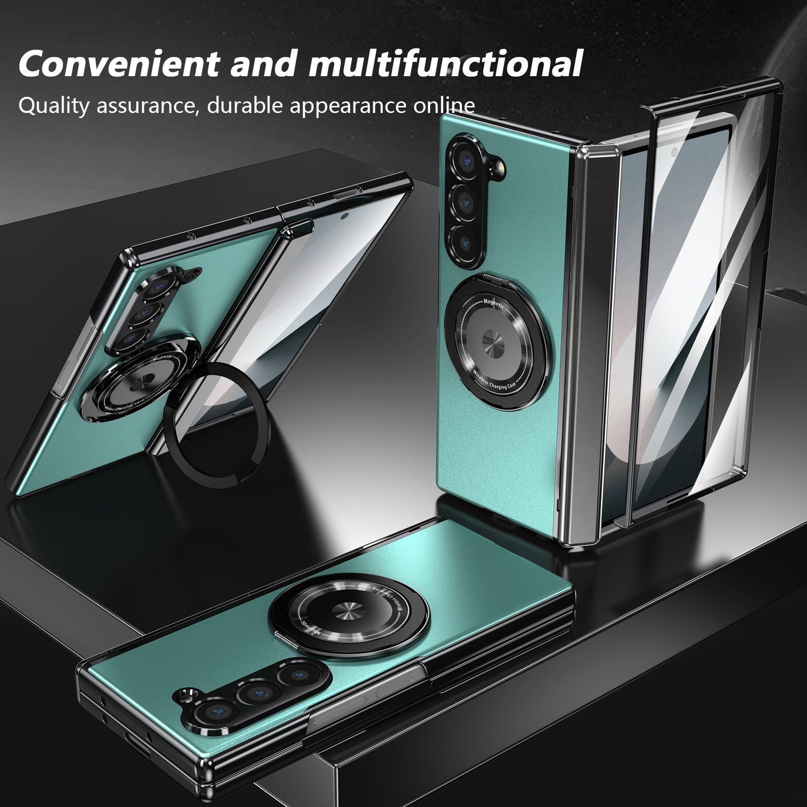 Suitable for Samsung Z Fold6/5/4/3 magnetic 360 degree rotating bracket full cover protective case