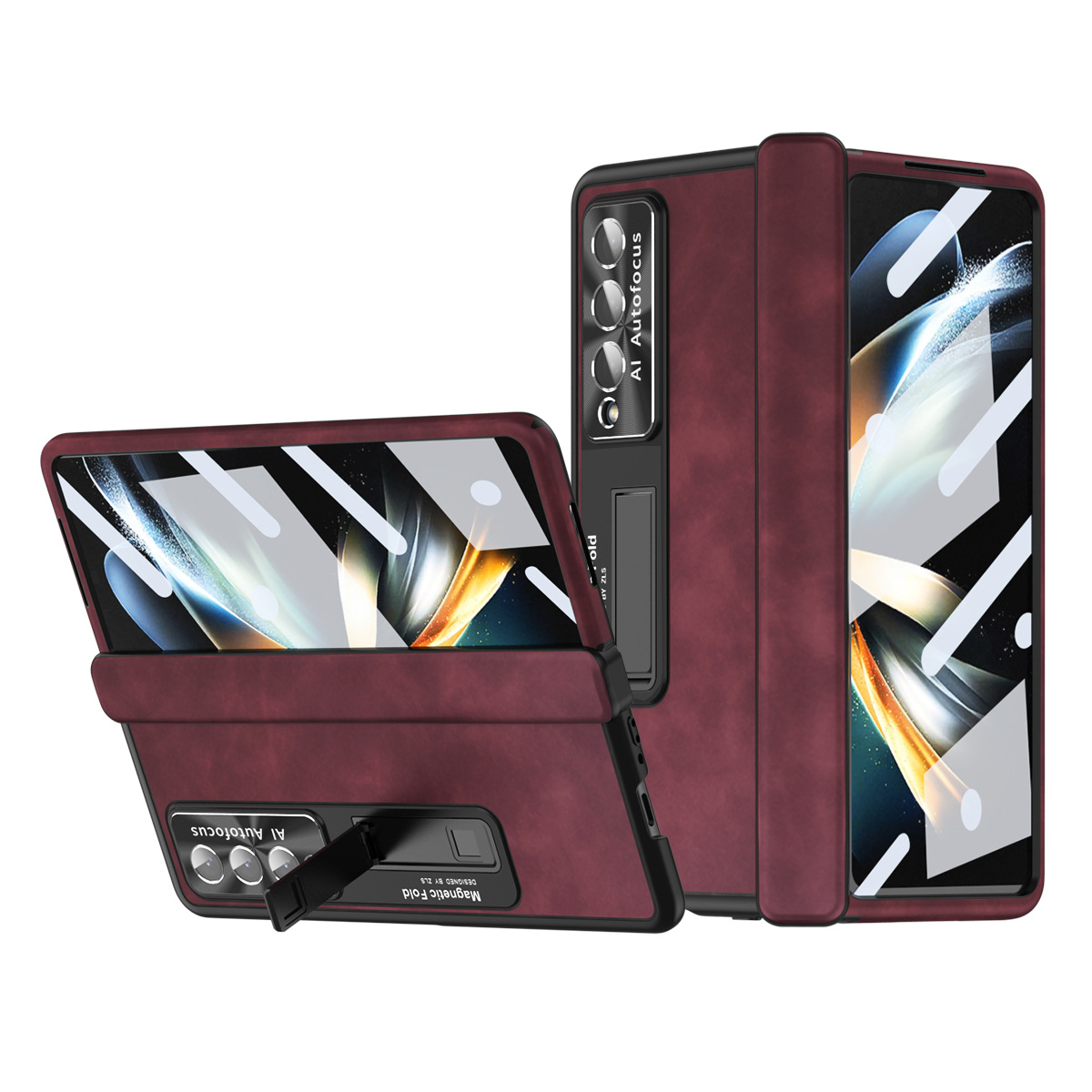 สำหรับ Samsung Galaxy Z Fold5/4/3 เรียบง่ายวินเทจพร้อมบานพับโทรศัพท์กรณีป้องกัน