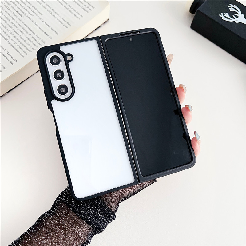 สำหรับ Samsung Galaxy Z Fold5/4/3 ขอบดำป้องกันลายนิ้วมือโทรศัพท์กรณีป้องกัน