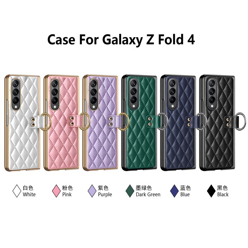 สำหรับ Samsung Galaxy Z Fold5/4/3 นิ้วหอมแหวนนิ้วมือลายสก๊อตโทรศัพท์กรณีป้องกัน