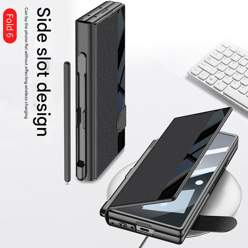 เหมาะสำหรับ Samsung Z Fold6 เคสฝาพับช่องเสียบปากกาแบบใหม่พร้อมขาตั้งแบบพับได้ป้องกันเต็มจอ