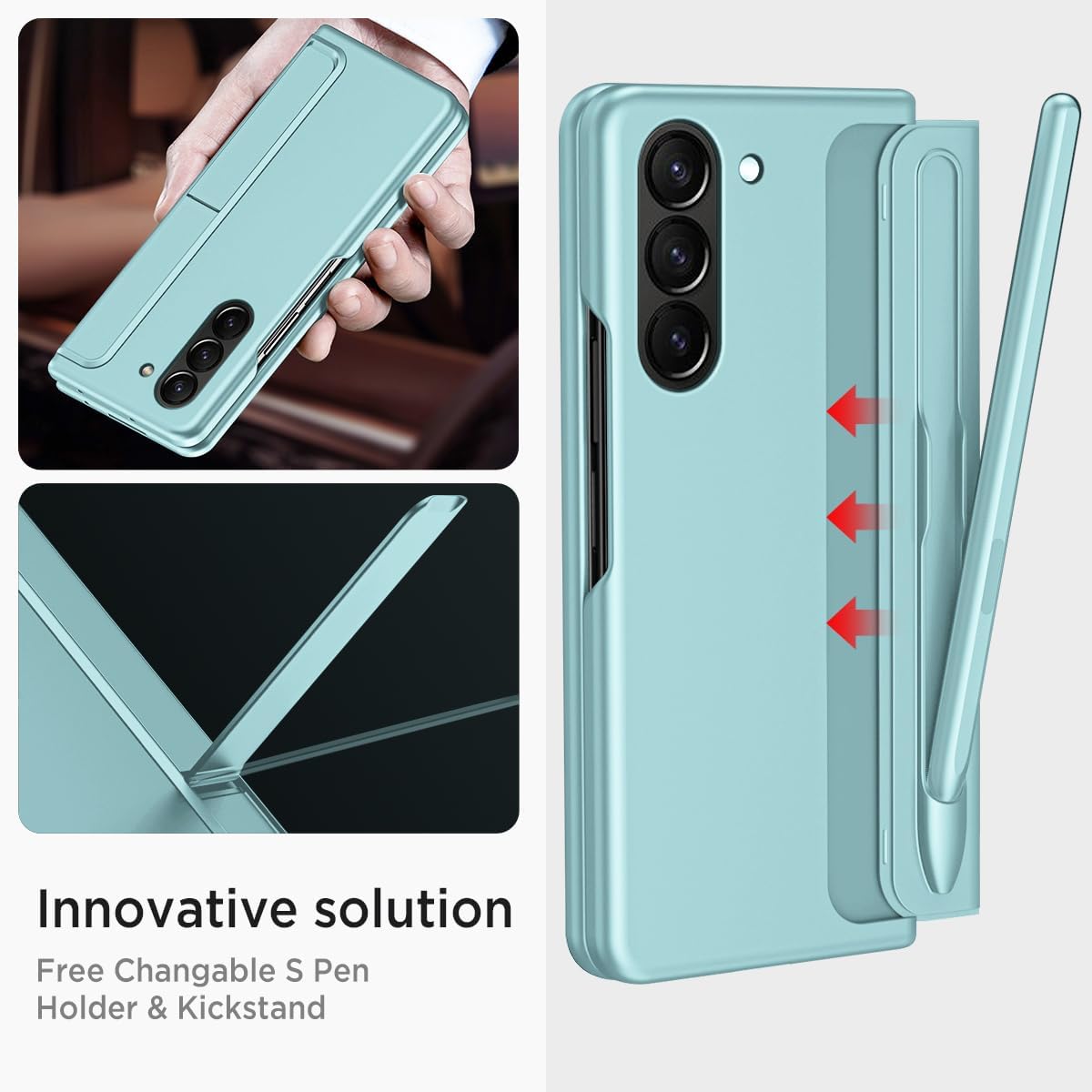 เหมาะสำหรับ Samsung Z Fold5/4/3 ถาดปากกาที่มองไม่เห็นวงเล็บเคสโทรศัพท์ 2-in-1 พร้อมสไตลัส