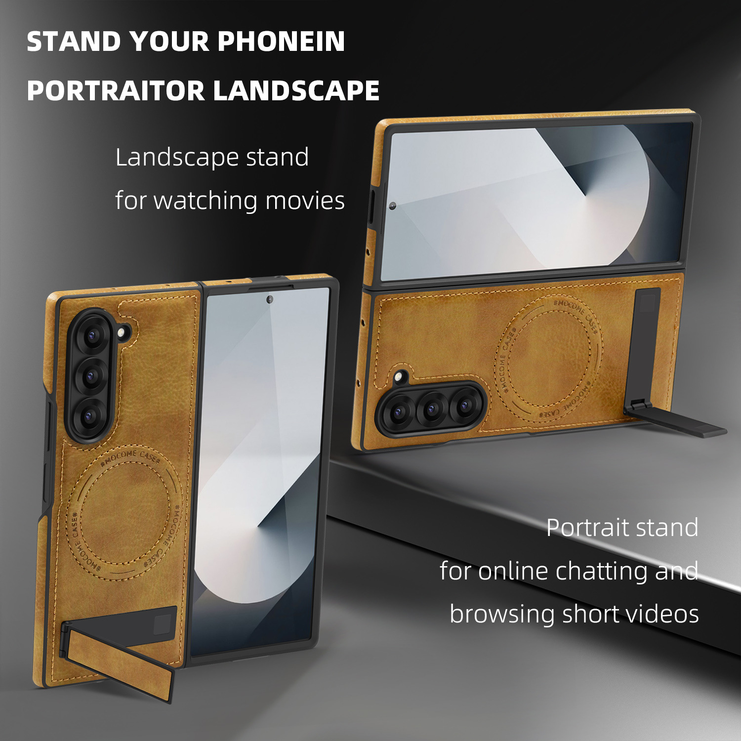 เคสป้องกันพับได้สำหรับ Samsung Z Flip6/5/4/3 รุ่นใหม่ พร้อมขาตั้งและระบบชาร์จไร้สายแบบแม่เหล็กในตัว