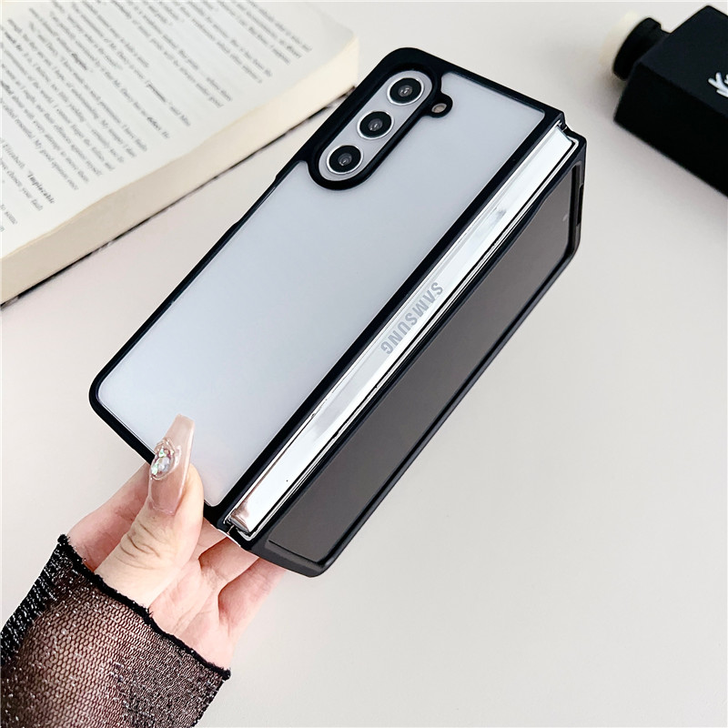 สำหรับ Samsung Galaxy Z Fold5/4/3 ขอบดำป้องกันลายนิ้วมือโทรศัพท์กรณีป้องกัน