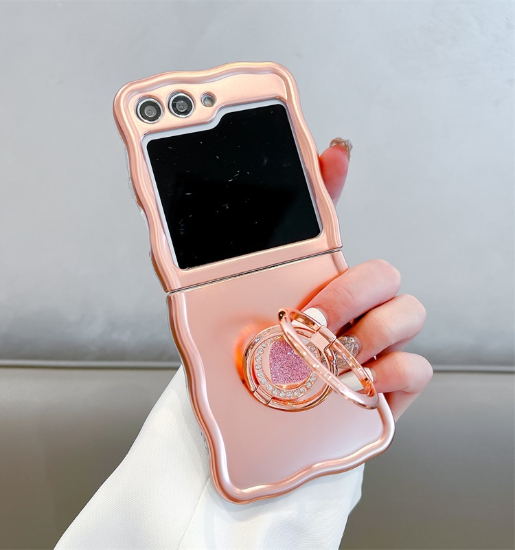 สำหรับ Samsung Galaxy Z Flip5/4/3 Folding Love แหวนนิ้วมือผู้ถือโทรศัพท์มือถือกรณีป้องกัน