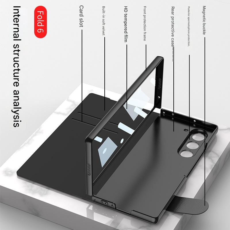 เหมาะสำหรับ Samsung Z Fold6 เคสฝาพับช่องเสียบปากกาแบบใหม่พร้อมขาตั้งแบบพับได้ป้องกันเต็มจอ