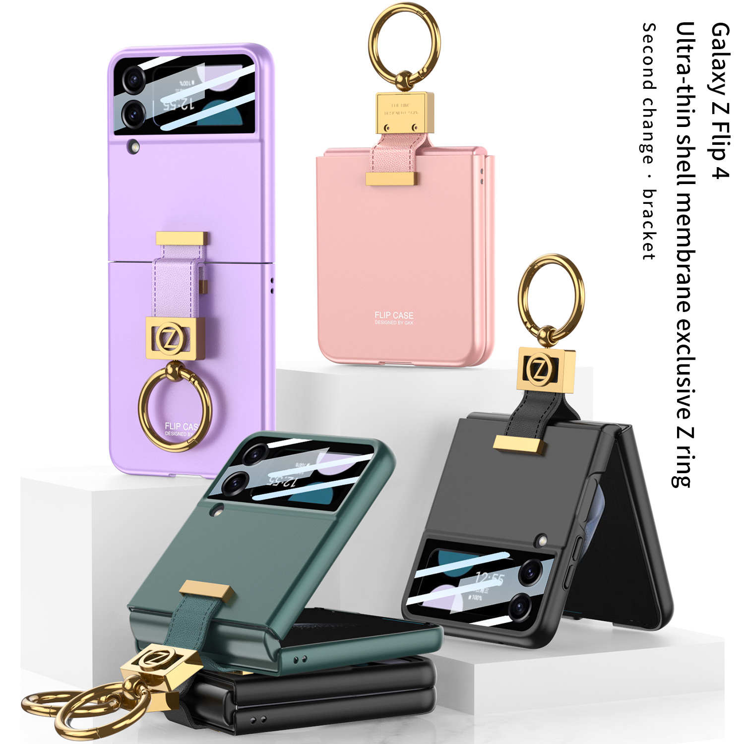 Suitable for Samsung Z Flip5/4/3 Z letter ring stand skin-like ultra-thin anti-fall protective case