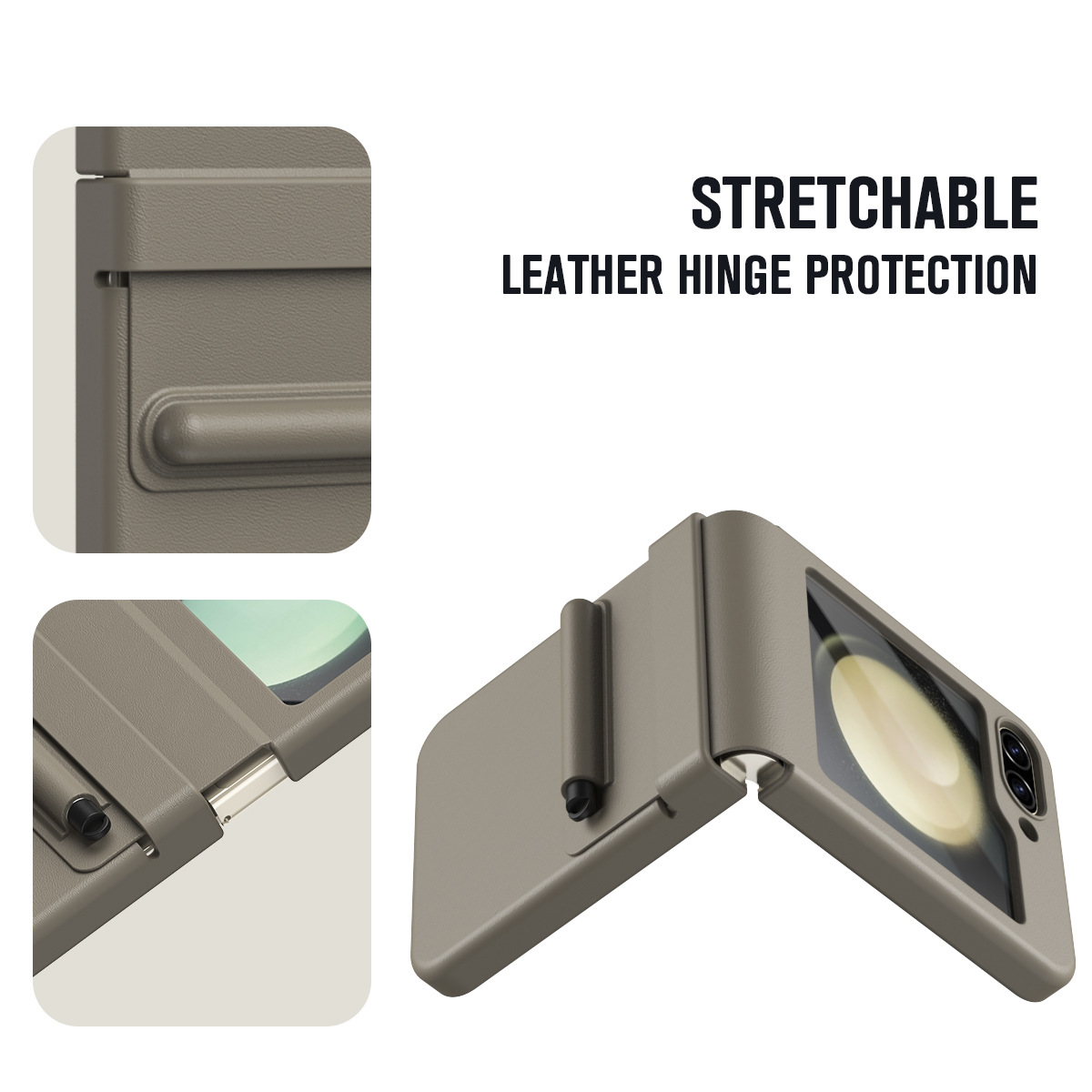 สำหรับ Samsung Z Flip5/4/3 หนังบานพับปากกาช่องใส่ปากกา