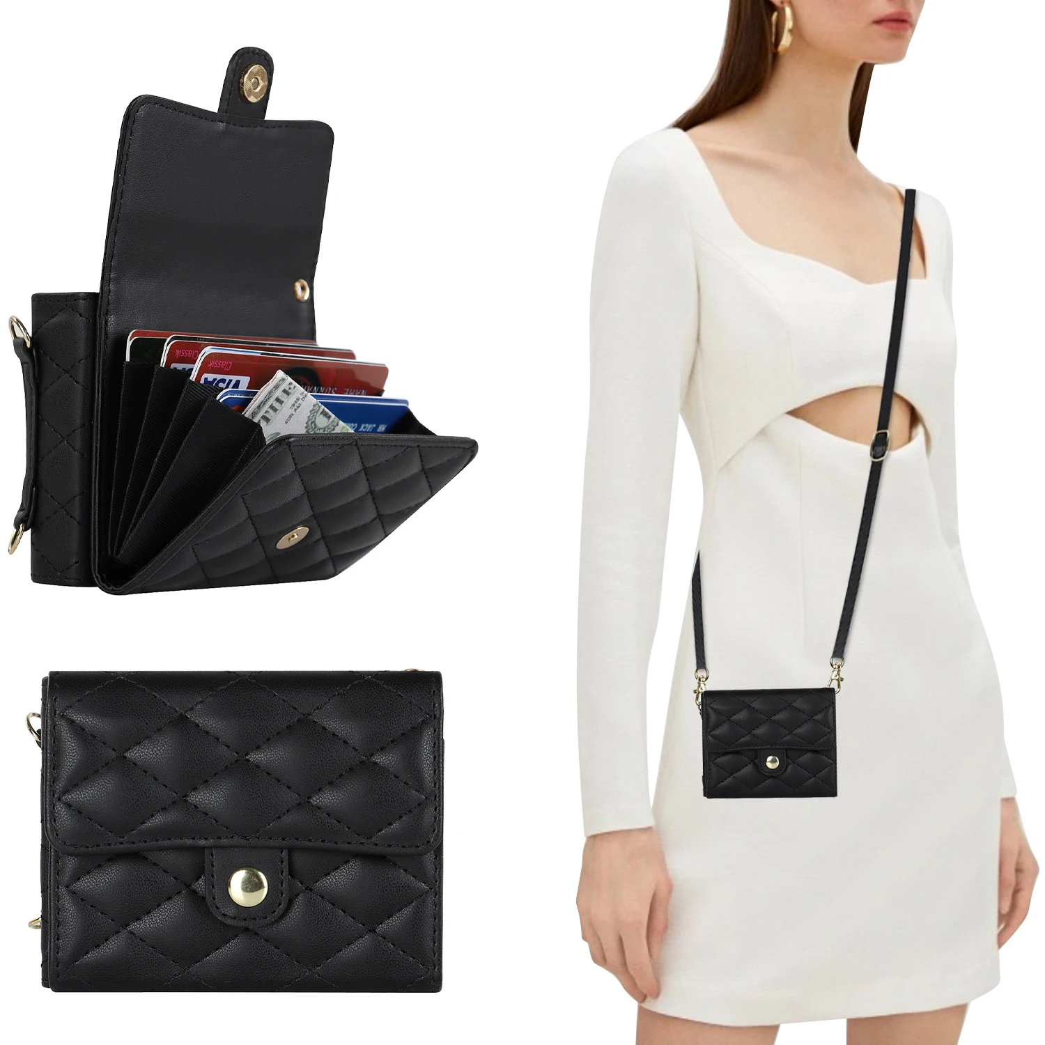 เคสโทรศัพท์แบบครอสบอดี้แพ็คเกจการ์ดหีบเพลงใหม่สำหรับ Samsung Galaxy Z Flip5/4/3 5G