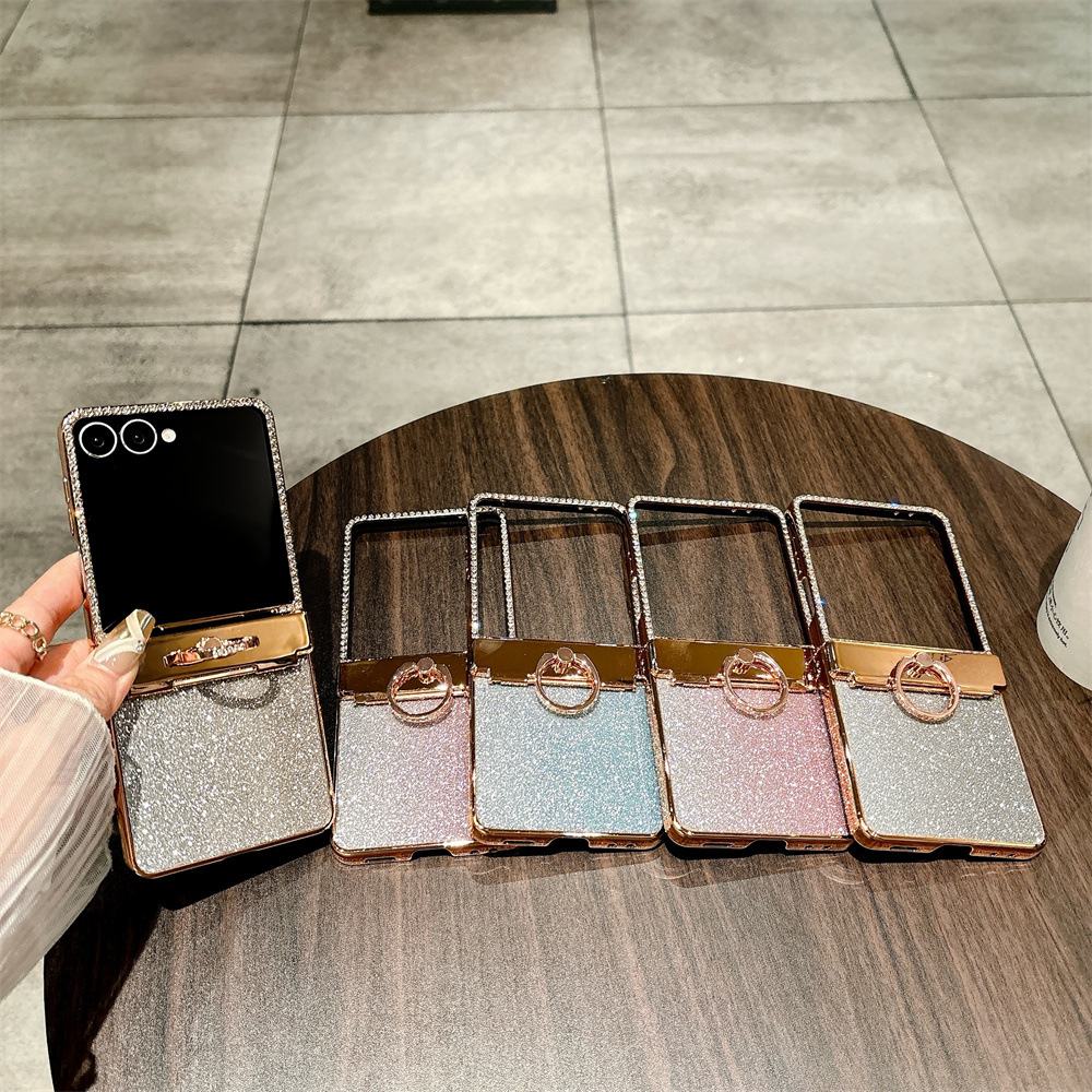 เหมาะสำหรับ Samsung Z Flip8/7/6/5/4/3 ใหม่แหวนเพชรบานพับเคสโทรศัพท์มือถือ