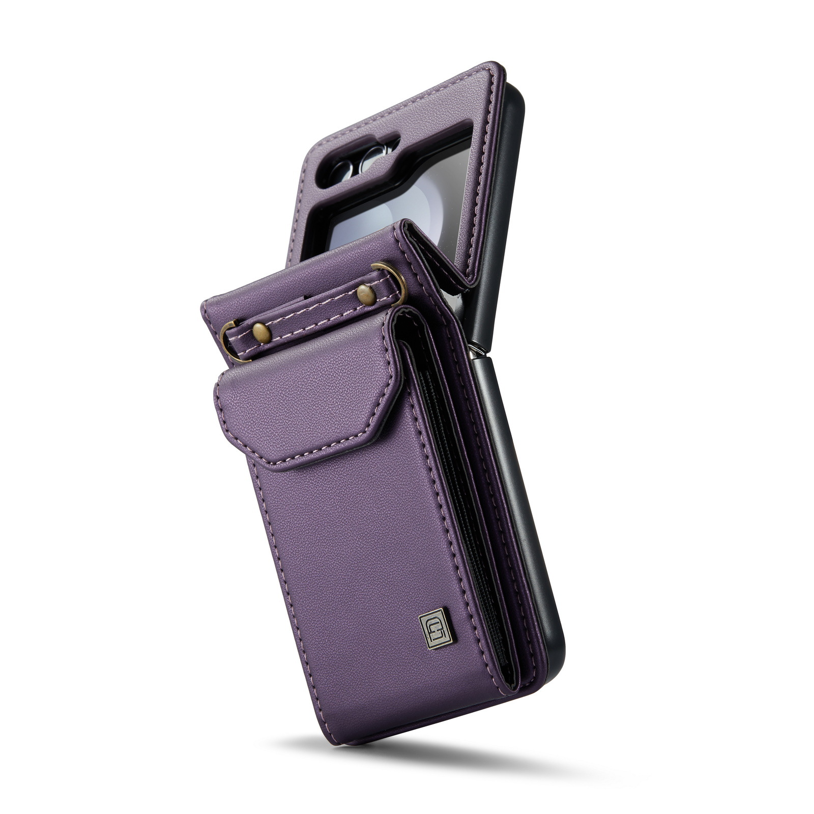 เหมาะสำหรับ Samsung Z Flip6/5/4/3 ใหม่ผู้ถือบัตรหีบเพลงเชือกเส้นเล็กเคสหนังป้องกัน