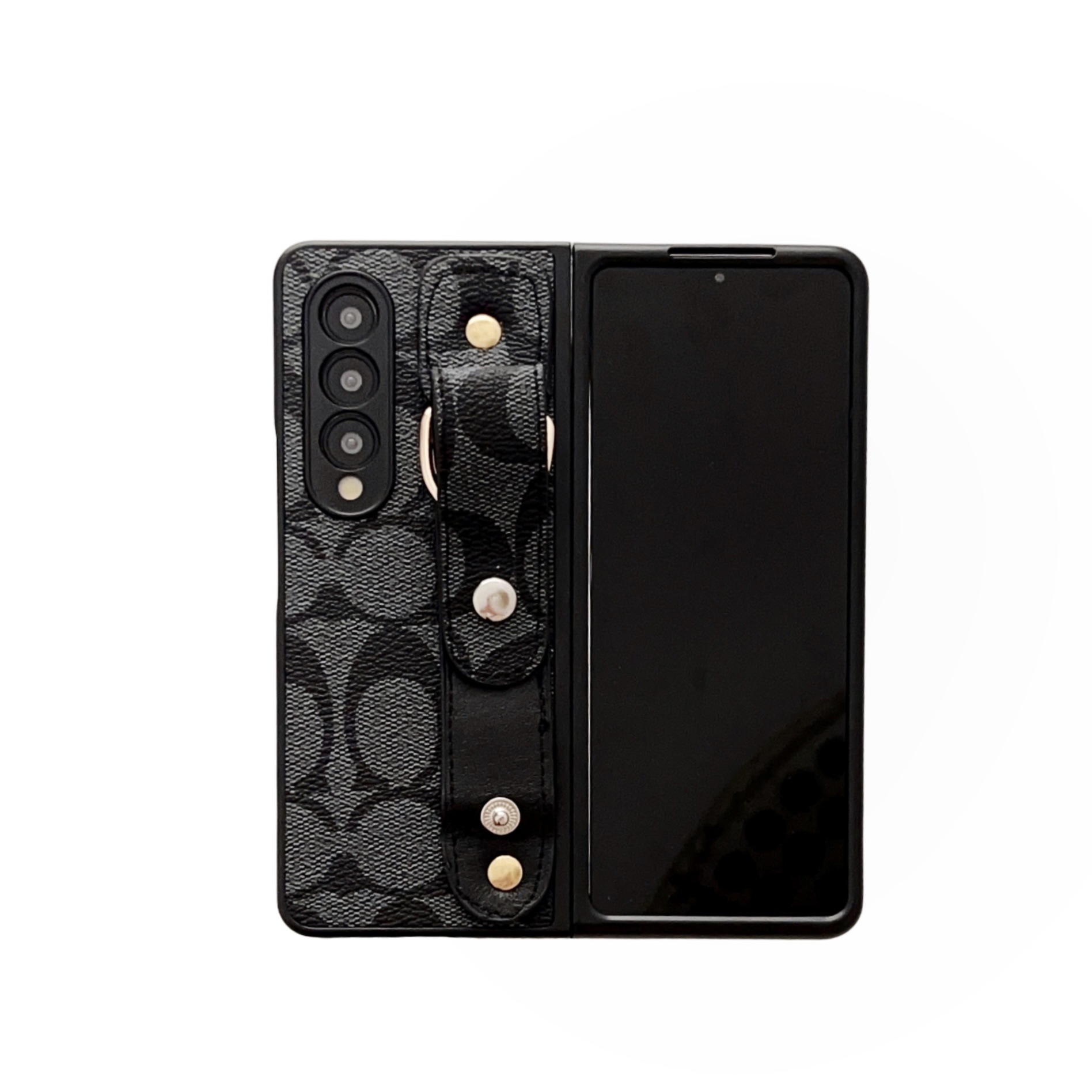 สำหรับ Samsung Galaxy Z Fold5/4/3 หนัง Snap สายรัดข้อมือโทรศัพท์กรณีป้องกัน