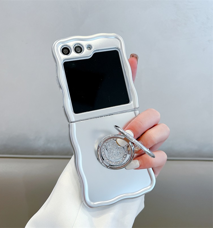 สำหรับ Samsung Galaxy Z Flip5/4/3 Folding Love แหวนนิ้วมือผู้ถือโทรศัพท์มือถือกรณีป้องกัน