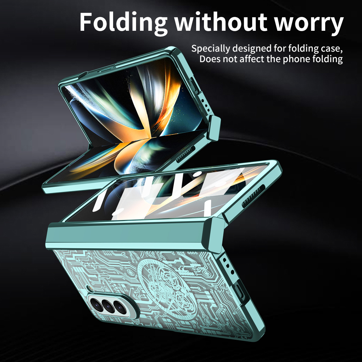 สำหรับ Samsung Galaxy Z Fold5/4/3 Electroplating Mechanical โทรศัพท์มือถือกรณีป้องกัน