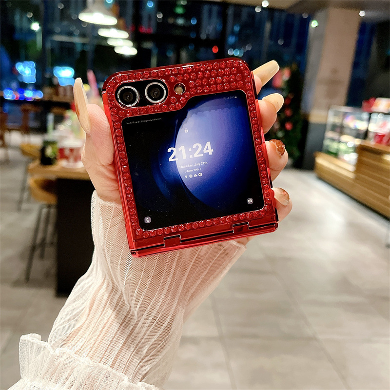 สำหรับ Samsung Z Flip5/4/3 กรณีโทรศัพท์บานพับเพชรหรูหรา