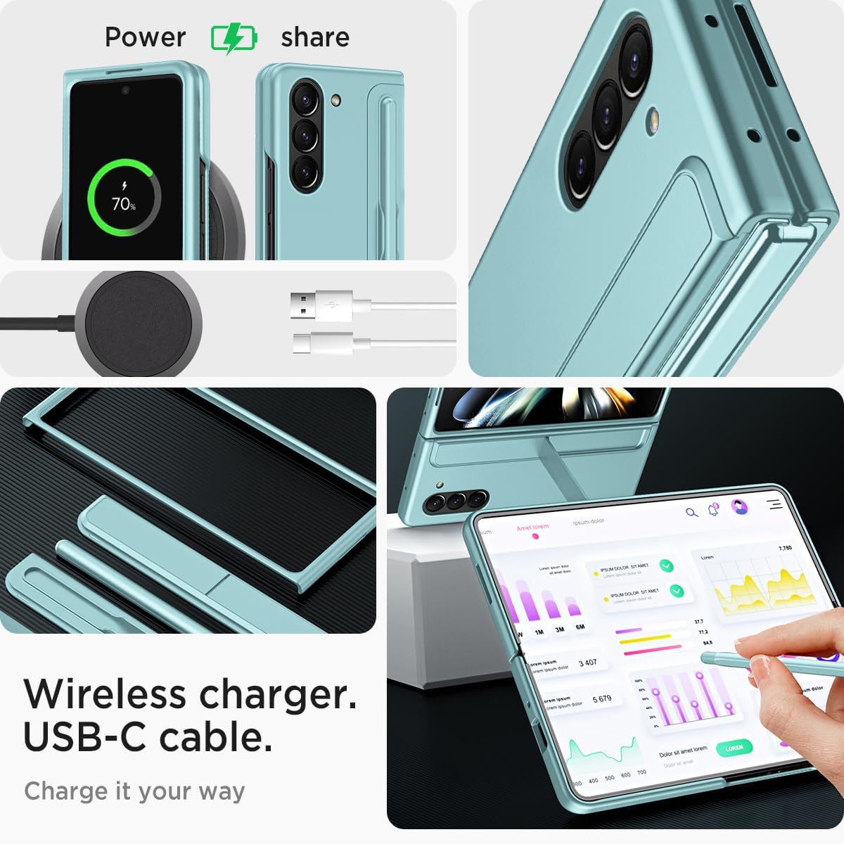 เหมาะสำหรับ Samsung Z Fold5/4/3 ถาดปากกาที่มองไม่เห็นวงเล็บเคสโทรศัพท์ 2-in-1 พร้อมสไตลัส