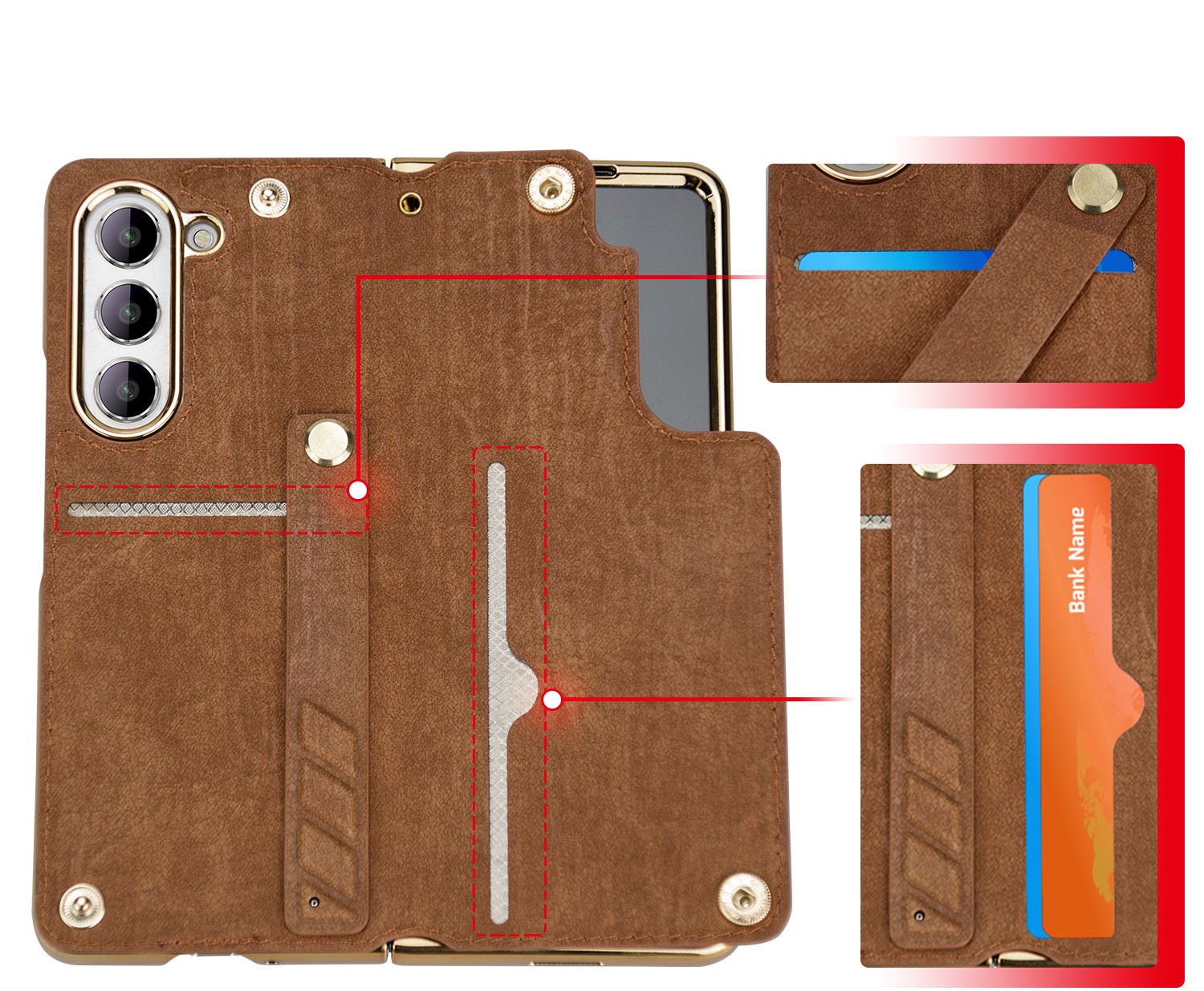 สำหรับ Samsung Z Fold5/4/3 ใส่สายรัดข้อมือปากกาช่องใส่โทรศัพท์ป้องกันการตก
