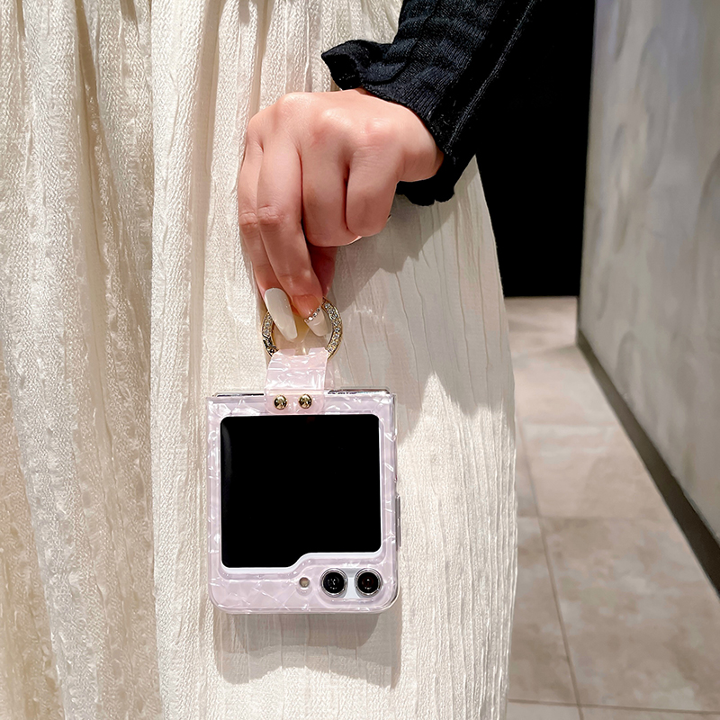 สำหรับ Samsung Galaxy Z Flip5/4/3 เชลล์ลายนิ้วมือผู้ถือแหวนโทรศัพท์กรณีป้องกัน